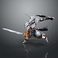 Silver Armored Warrior Character With Long Sword Shield And Battle Stance Design Details
