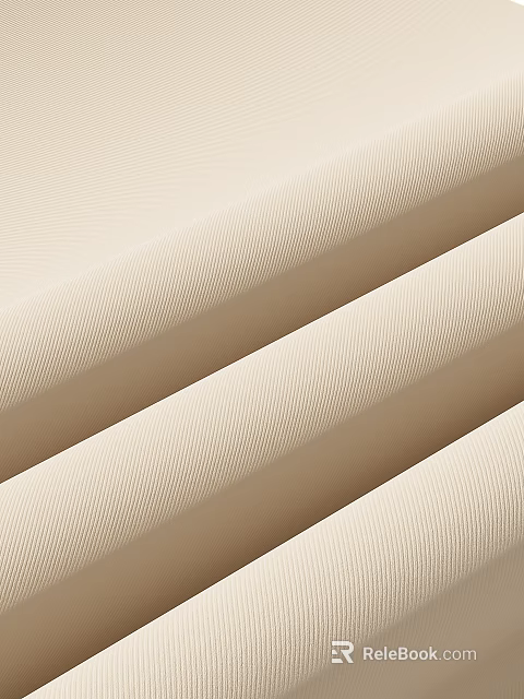 High Quality Beige Striped Clothing Fabric Rolled with Soft Textured Weave 3d model 
