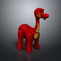Cute Red Plush Dinosaur Toy With Long Neck Yellow Belly And Blue Spots