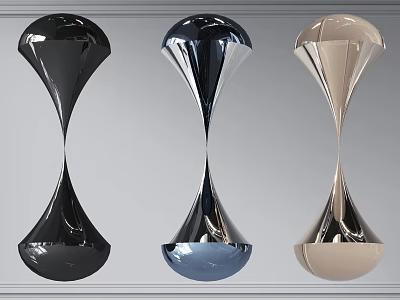 Modern Three Color Metallic Shiny Wall Decor With Unique Sculptural Shapes 3d model
