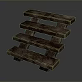 Brown Textured Wooden Stacked Step Structure With Multi Layer Design