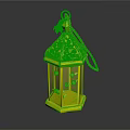 Lantern Shaped Fish Tank Aquarium With Orange Frame Purple Tassel And Blue Aquatic Decor