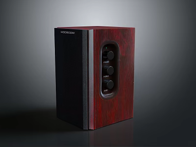 Kenwood Red Wooden Speaker With Control Knobs And Classic Design 3d model