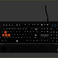 Black Wired Keyboard Featuring Orange Accent Keys Numeric Keypad LED Display And Perforated Base 3d model