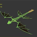 Mythical Dragon Skeleton in Flying Pose with Extended Wings and Long Tail