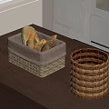 Woven Household Storage Baskets Square with Bread Storage and Cylindrical Fabric Lining Design