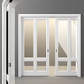 Contemporary White Sliding Doors With Glass Panels And Frame For Home Interior