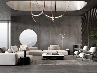 modern villa living room 3d model