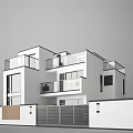 Stylish Modern Detached Villa With White Exterior Glass Railings And Balconies