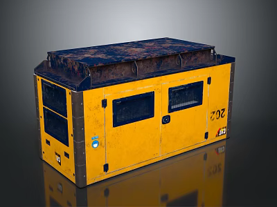 Yellow Industrial Computer Unit With 202 Label Dark Top Ventilation And Doors 3d model