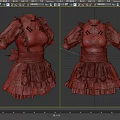 Elegant Maid Costume Black Dress With White Apron Red Accents Ruffled Skirt