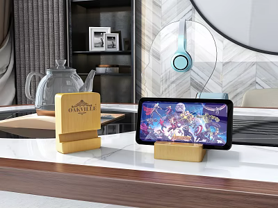 Wooden Tablet Stand And RoyalTea Box With Teapot In Modern Living Room 3d model