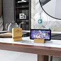 Wooden Tablet Stand And RoyalTea Box With Teapot In Modern Living Room