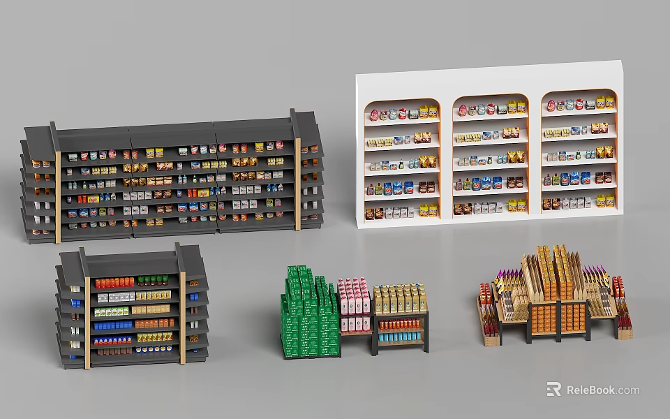 Multi Layer Display Shelves In Various Sizes For Retail Product 3d model 
