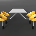 Modern Dining Table Set With White Tabletop And Four Yellow Chairs 3d model