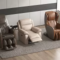 Modern Leather Massage Chairs Gray Beige Brown on Wooden Floor with Rug
