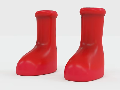 Fashionable Pair of Red Boots With Simple Design And Smooth Surface 3d model