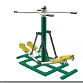 Sturdy Outdoor Fitness Equipment With Double Yellow Seats And Green Frame For Leg Exercise
