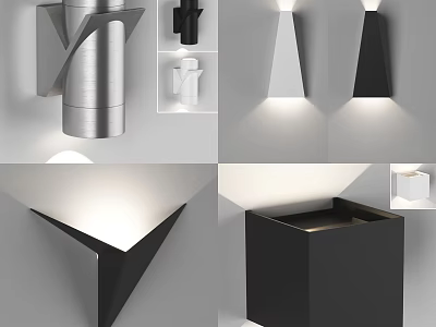 Modern Geometric Wall Lamps With Black White Silver Designs And Wall Mounted Lighting 3d model