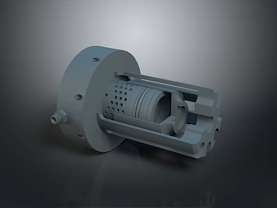 Gray Metal Mechanical Equipment With Holes And Cylindrical Precision Industrial Components 3d model
