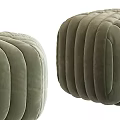Modern Pleated Design Sofa Stools in Beige and Green Upholstered Style