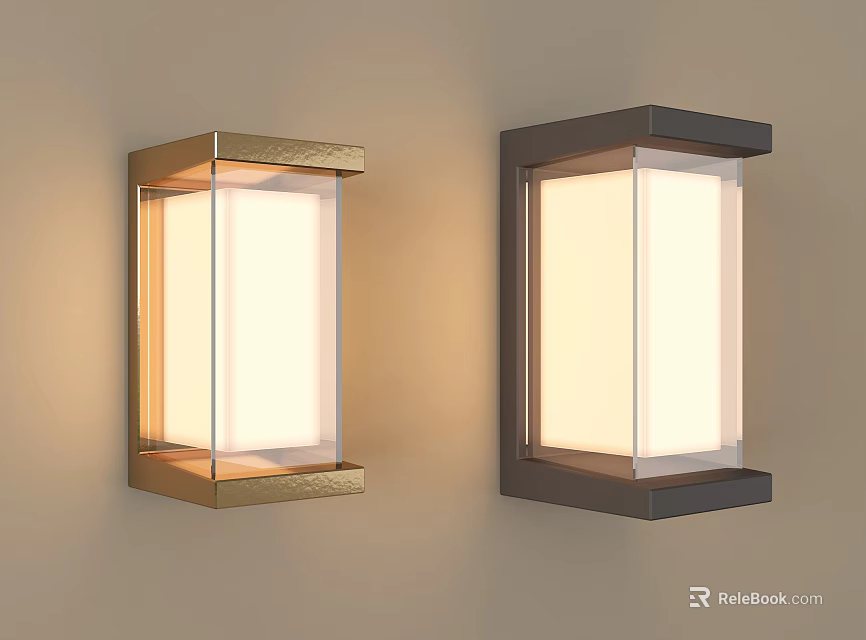 Modern Wall Lamps With Gold And Black Frames And White Lampshades 3d model 