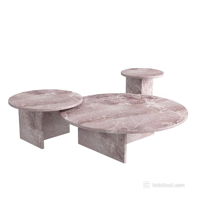 Elegant Modern Round Marble Coffee Table Three Piece Set for Living Room 3d model