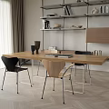 Modern Dining Table and Chair Rectangular Dining Table and Chair for More than Four People 3d model