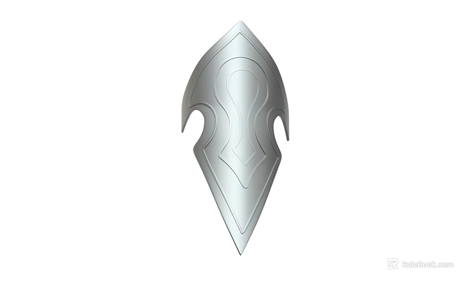 Silver Diamond shaped Shield With Symmetrical Design And Sleek Surface As Weapon 3d model 