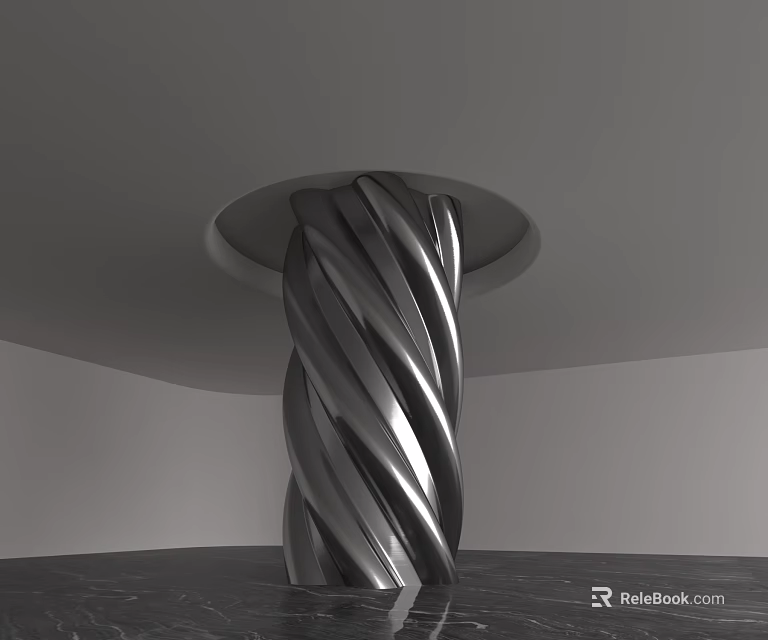 Sleek Modern Spiral Column With Metallic Twisted Design And Architectural Appeal 3d model 