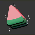 Colorful Watermelon Shaped Decorative Pieces With Pink Red Green Hues And Star Accents