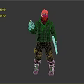 Sci Fi Character in Black Tactical Uniform with Goggles Weapon and Device