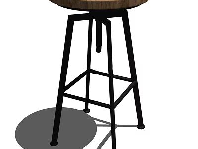 Sturdy Modern Bar Stool With Sleek Metal Frame Wooden Seat And Cross Support Structure 3d model