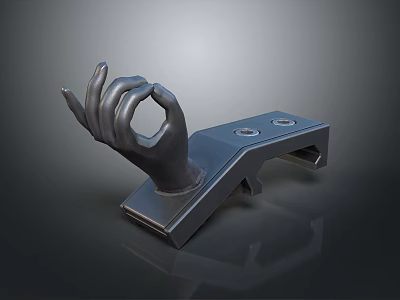 Medical Device Mechanical Part Featuring Hand Shaped Structure OK Gesture And Metal Base 3d model