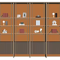 Modern Display Cabinet With Golden Frame Glass Shelves And Beige Doors