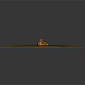 3D Island Scene Featuring Building With Red Roof Flag Trees Wooden Path And Water