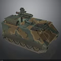 Armored Tracked Military Vehicle with Camouflage Paint and Weapon Turret System