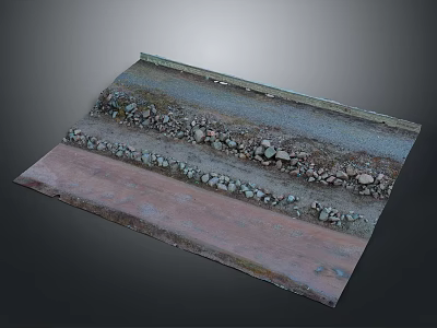 Detailed Layered Ground Structure With Stones Gravel And Red Surface Layers 3d model