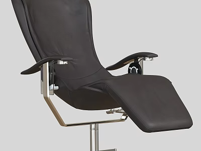 Modern Black Leather Leisure Chair With Adjustable Metal Frame And Comfortable Design 3d model