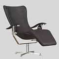 Modern Black Leather Leisure Chair With Adjustable Metal Frame And Comfortable Design