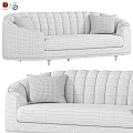 Modern Beige Sofa With Ribbed Back Cushions Black Legs And Fabric Swatches