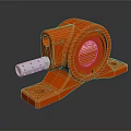Orange Weapon Mechanical Component With Circular Body Silver Attachment And Mounting Holes