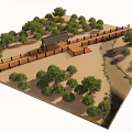 Waterfront Landscape Design With Wooden Boardwalk Green Trees And Seating Area