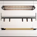 Modern Stylish Chandeliers Featuring Linear Metal Grid and Multiple Pendant Designs 3d model