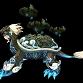 Game Movie Mythical Dragon Turtle Character With Blue Glowing Shell Cloud Patterns And White Mane
