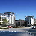 Modern Entrance Gate Architectural Design With Glass Facade And Surrounding Landscape