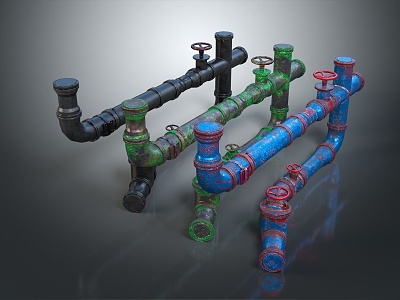 Industrial LOFT water pipe valve iron pipe 3d model