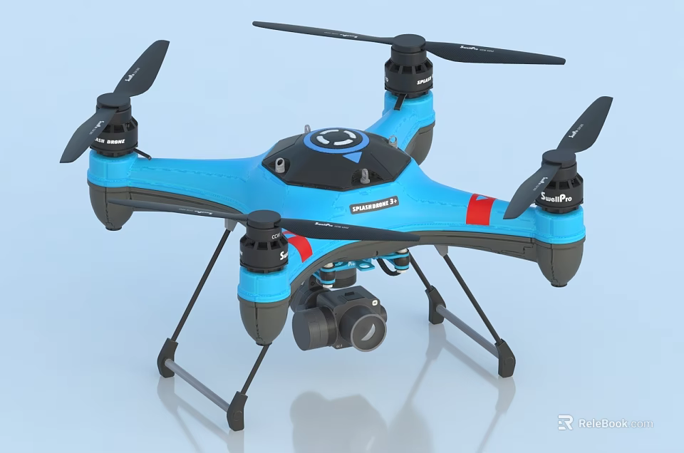 Blue Smart Quadrotor Drone With Camera Four Propellers And Stable Design 3d model 