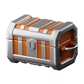Modern Silver and Orange Storage Box With Lock and Handle Design 3d model