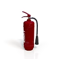 Red Portable Fire Extinguisher With Handle Hose And Label On White Background